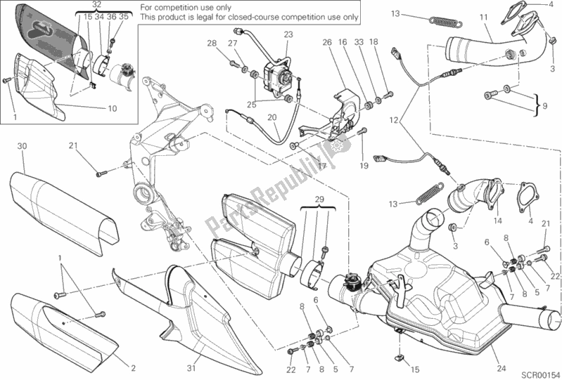 All parts for the Exhaust System of the Ducati Multistrada 1200 S Pikes Peak 2012
